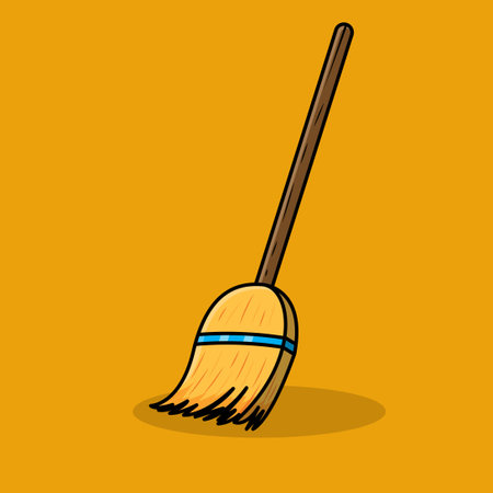 Broom icon. Cleaning service concept. Flat design. Vector illustrationのイラスト素材