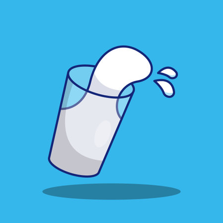 milk splash icon over blue background. colorful design. vector illustrationのイラスト素材
