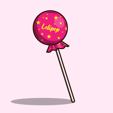 Lollipop candy in cartoon style. Vector illustration isolated on pink background.のイラスト素材