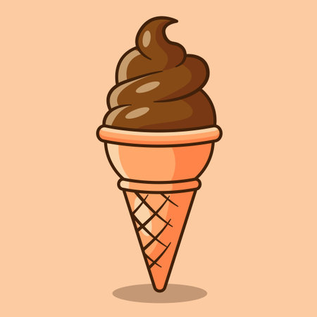 Ice Cream Cone Cartoon Style Vector Illustration. Ice Cream Iconのイラスト素材