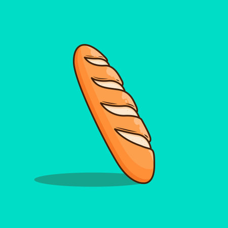 Baguette icon. Vector illustration of a loaf of bread.のイラスト素材