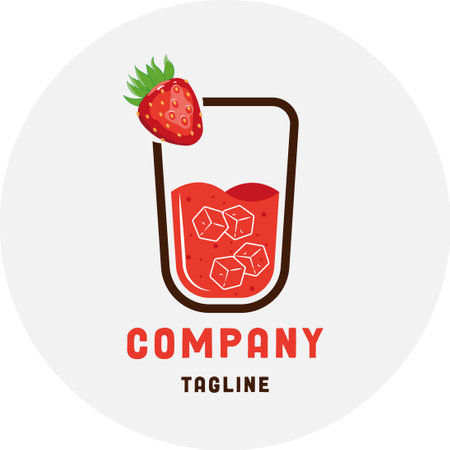 Strawberry cocktail in a glass with ice cubes. Vector illustration.のイラスト素材