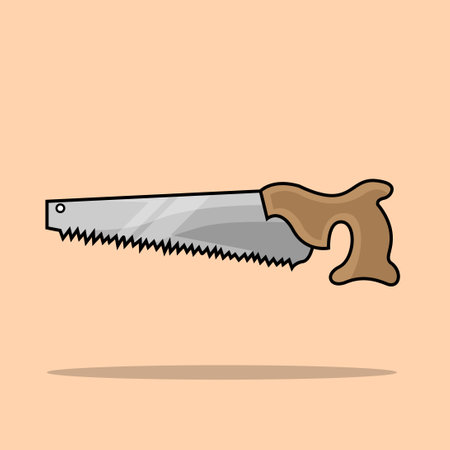 Hand saw vector illustration in flat design style. Hand saw icon.のイラスト素材