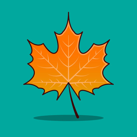 Maple leaf icon in flat design style. Autumn season symbol.のイラスト素材