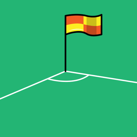 Flag on the road. Vector illustration, flat design. Eps 10のイラスト素材