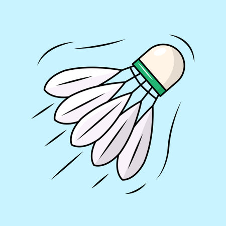 Badminton shuttlecock isolated on blue background. Vector illustration.のイラスト素材