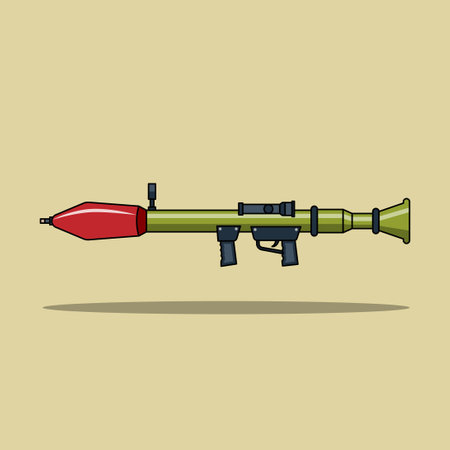Cartoon machine gun on a yellow background. Vector illustration in flat styleのイラスト素材