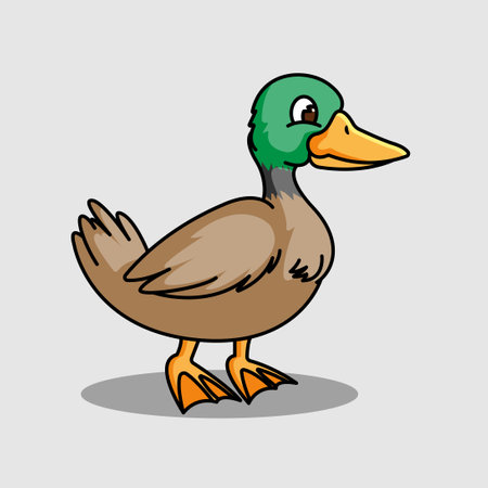 Cute duck cartoon animal character vector illustration. Cartoon duck icon.のイラスト素材