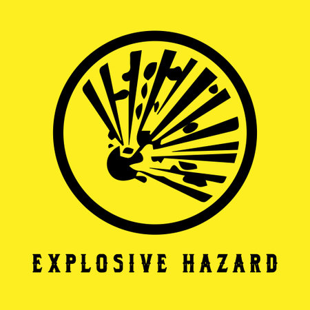 Explosive hazard sign on yellow background. Vector illustration for your designのイラスト素材
