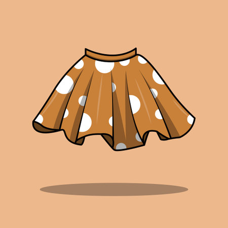 Illustration of a skirt with polka dots on an orange backgroundのイラスト素材
