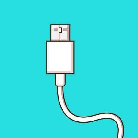 USB cable icon in flat style. Vector illustration, EPS10.