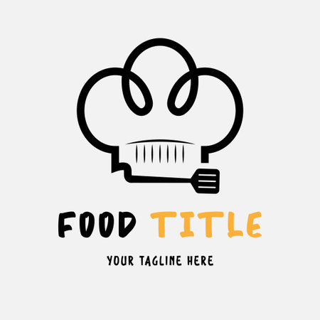 Food logo design template. Vector illustration of a chef's hat with a whisk.のイラスト素材