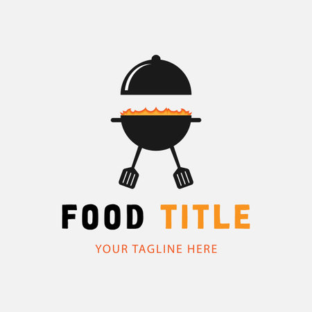 BBQ grill logo template. Vector illustration of a barbecue grill icon.のイラスト素材