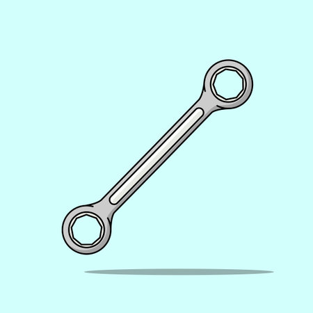 Wrench icon in flat style isolated on blue background. Vector illustration.のイラスト素材