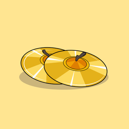 Slices of orange fruit on a yellow background. Vector illustrationのイラスト素材