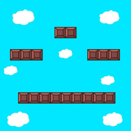 Chocolate bars with clouds and sky. Vector illustration in flat style.のイラスト素材