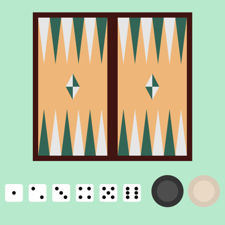Backgammon. Board game. Vector illustration in flat style.のイラスト素材
