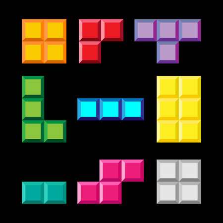 Set of colorful cubes on black background. Vector illustration. Eps 10.のイラスト素材