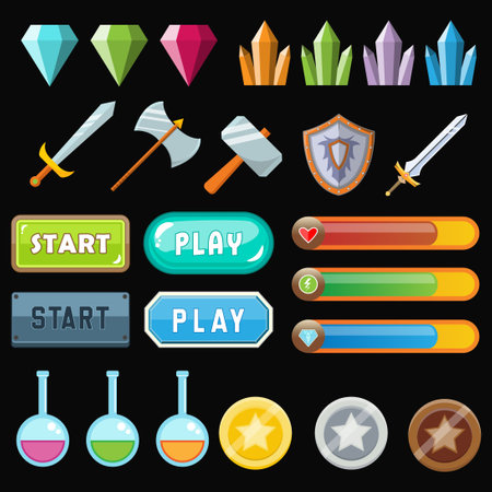 Set of flat design icons on the theme of the game. Icons for web and mobile applicationsのイラスト素材