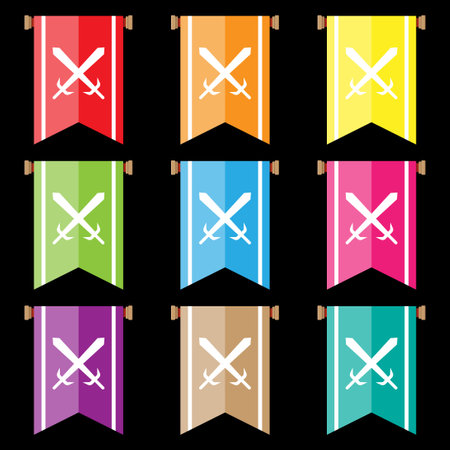 Crossed swords icon set. Flat illustration of crossed swords vector icons for webのイラスト素材