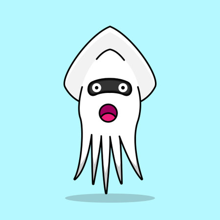 Surprised squid cartoon character. Flat design, vector illustration.のイラスト素材