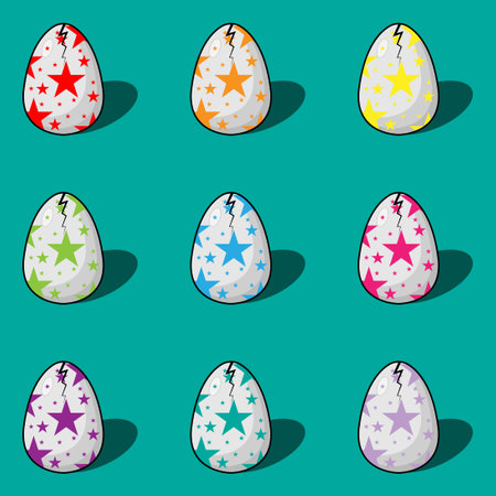 Seamless pattern of Easter eggs with stars. Vector illustration.のイラスト素材