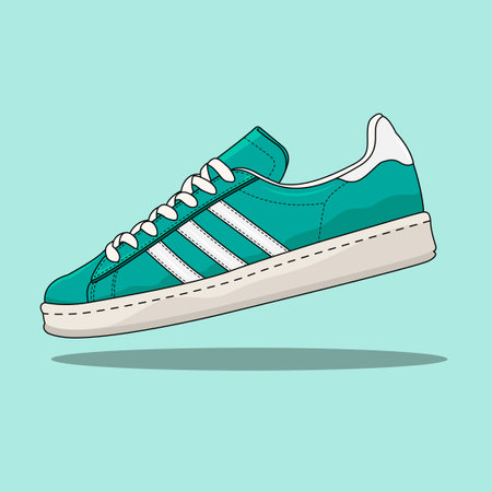Sneakers isolated on blue background. Vector illustration in cartoon style.のイラスト素材