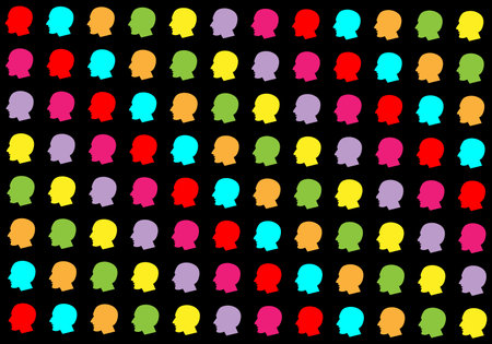Colorful silhouettes of people on a black background. Vector illustration