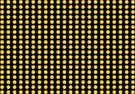 Seamless pattern with yellow circles on black background. Vector illustration.のイラスト素材
