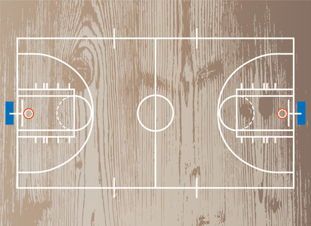 Soccer field on wooden background, top view. Vector illustration.のイラスト素材