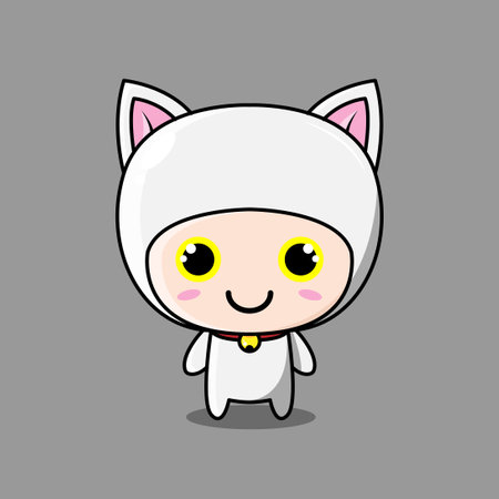 Cute cat character design. Cute cartoon cat vector illustration.のイラスト素材