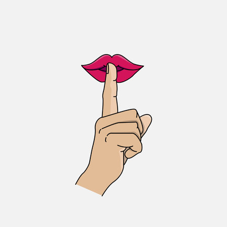 Woman's hand with a kiss on her lips. Vector illustration.のイラスト素材