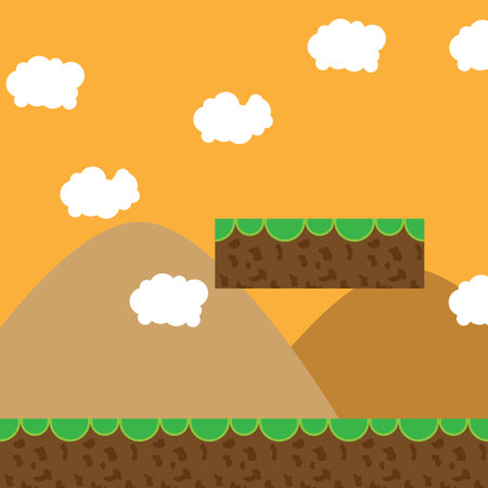 Landscape with mountains and clouds. Vector illustration in flat style.のイラスト素材