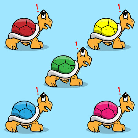 cartoon turtle character vector art illustration design. cute turtle character designのイラスト素材