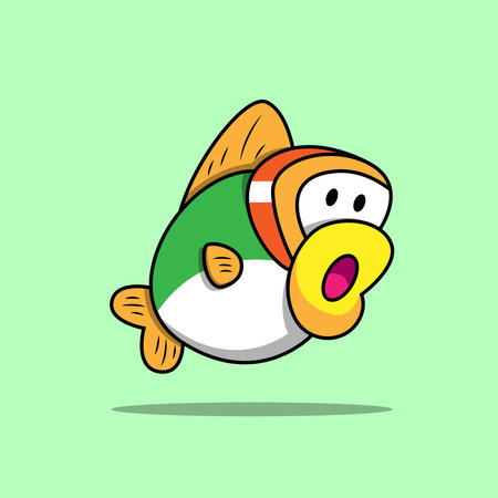 Cute cartoon fish. Vector illustration of a cute fish character.のイラスト素材