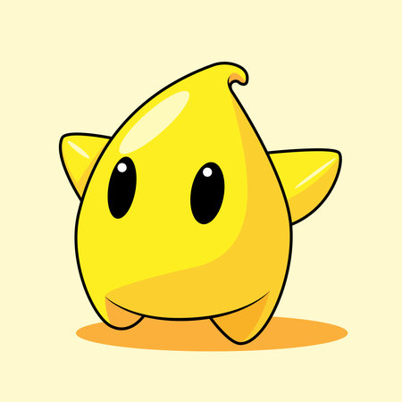 Cute yellow fish on a yellow background. Cartoon vector illustration.のイラスト素材
