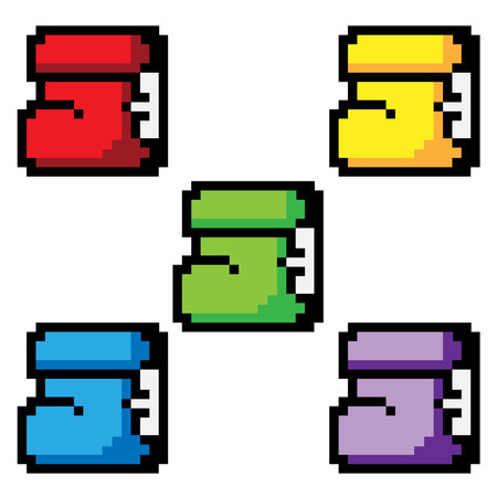 vector pixel art boxing set isolated on white background. pixel art boxing setのイラスト素材