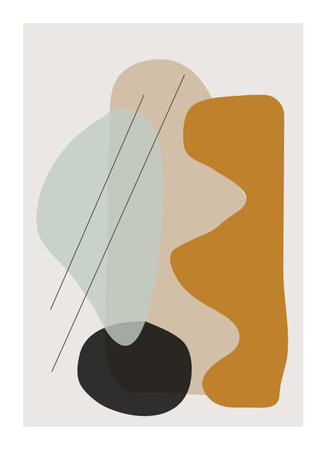 Abstract contemporary art poster with hand drawn shapes. Vector illustration in trendy flat style.のイラスト素材