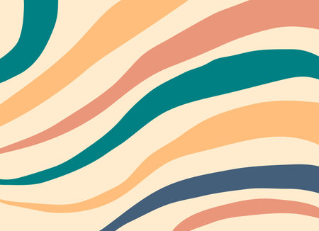 Seamless pattern with wavy lines in pastel colors.のイラスト素材