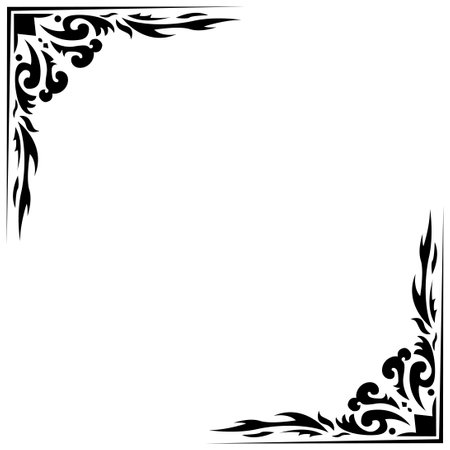Elegant black and white ornament frame. Vector clip art.のイラスト素材