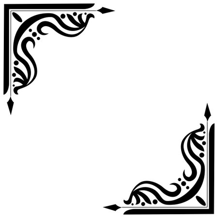 Border frame line deco vector art simple line corner calligraphicのイラスト素材