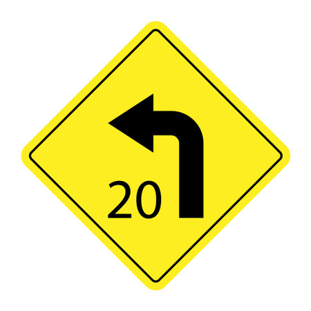 Traffic sign, turn left on a white background, vector illustrationのイラスト素材