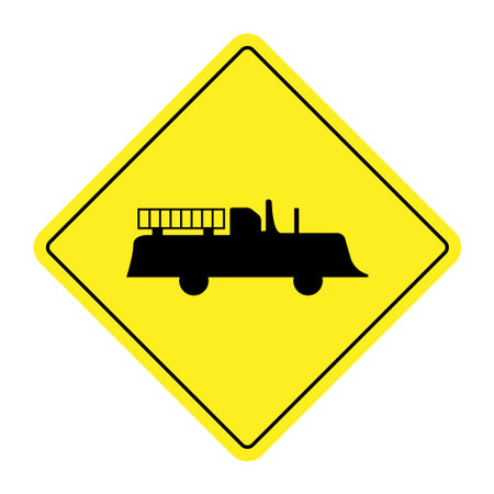 Traffic sign warning of a tow truck. Vector illustration on white background.のイラスト素材