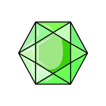 Illustration of a green diamond on a white background. Vector illustrationのイラスト素材