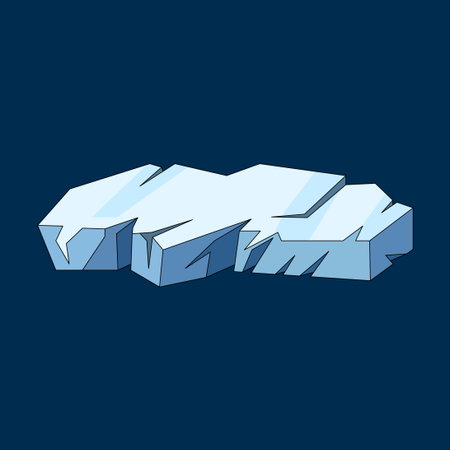 Iceberg icon. Vector illustration of an ice floe on a blue background.のイラスト素材