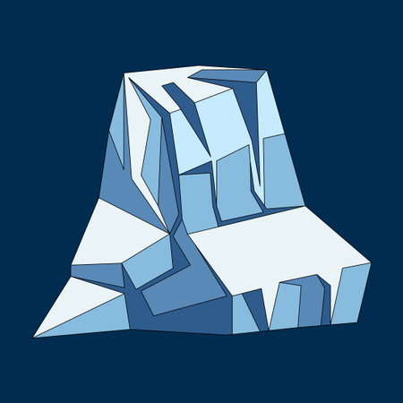 Iceberg on a dark blue background. Vector illustration in flat style.のイラスト素材