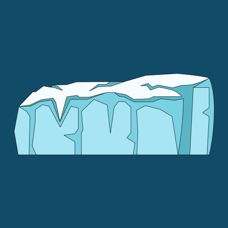 Iceberg icon in flat style isolated on blue background. Winter symbol stock vector illustration.のイラスト素材