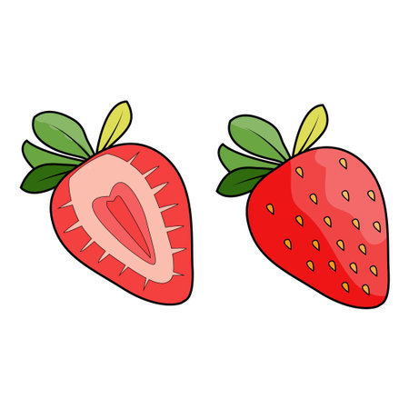 Strawberry icon. Cartoon illustration of strawberry vector icon for webのイラスト素材