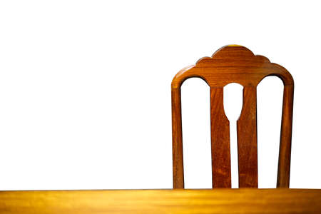 empty table and single chair in the white wallの写真素材