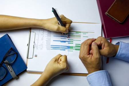 The boss is working on a strong requst of his subordinates described in gantt chart. Boss ordering...